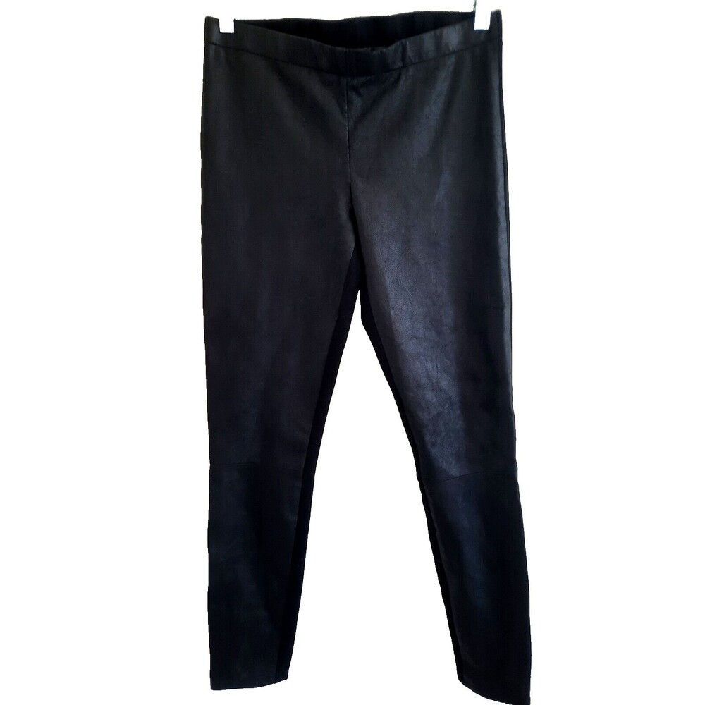 LAMARQUE Black Size 8 WINONA REAL Leather Rayon Pull On Stretch Pants Leggings